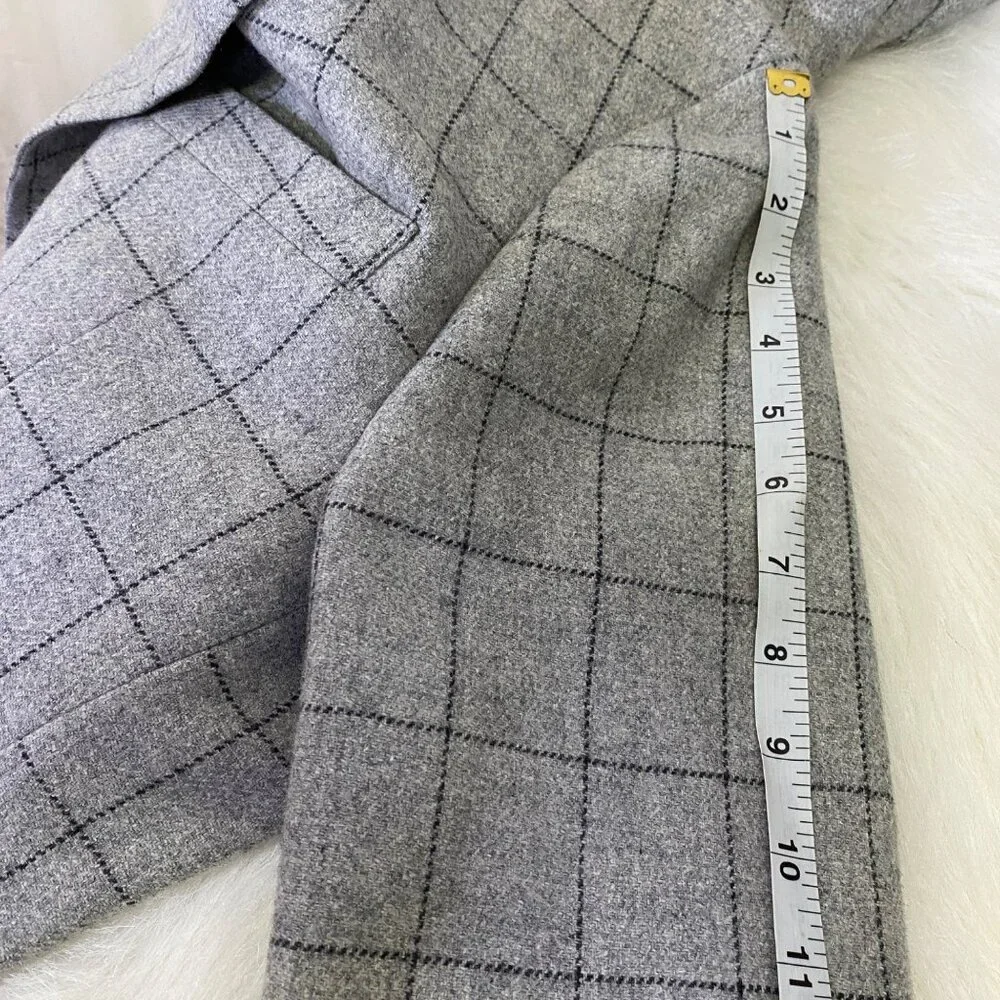 Tommy Hilfiger Mens Gray Windowpane Blazer Jacket 42R Wool Blend Lined Academia
